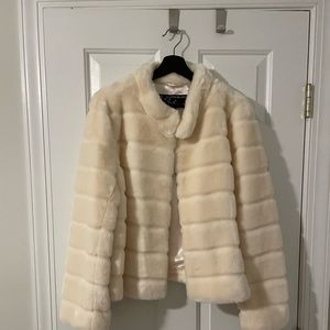 Kristen Blake XL Cream Ivory White Faux Fur Jacket